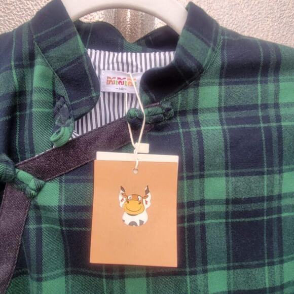 OLOLO Green &Blue Side Button Lined Flannel Top Size S - Picture 10 of 11